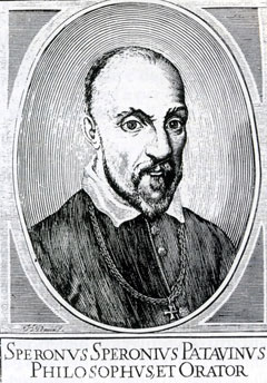 El grande leterato Sperone Speroni, consiliere de do Papi, che ga conbatudo par la salvessa de la casa padovana del Petrarca.