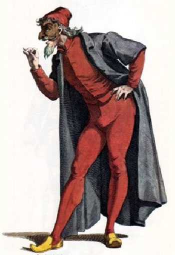 Pantalon, figura teatrale nata a Venezia intorno a la metà del �500: la rapresenta el tipo de vecio mercante avaro e lussurioso.