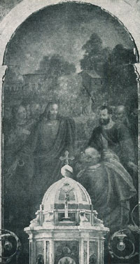 La consegna delle chiavi a S. Pietro, pala de l’altar magior de la Cesa de S. Pietro in Salce (dipinto de Antonio Federici, Belun 1790-1869)