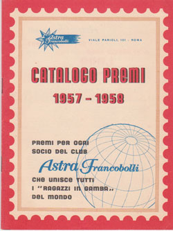 El catalogo premi 1957-1958 de “Astra Francobolli”.