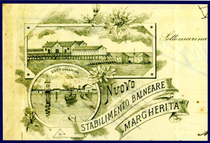 Cartolina publicitaria del stabilimento balneare “Margherita” (primo ’900).