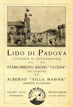 La locandina del “Lido di Padova” (ora stabilimento bagni “Clodia”).