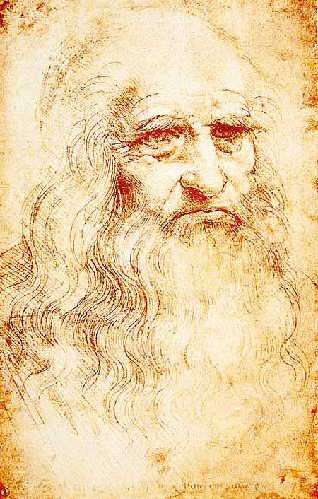 Autoritrato de Leonardo, 1510-1515, sanguigna (Biblioteca Reale, Torino).