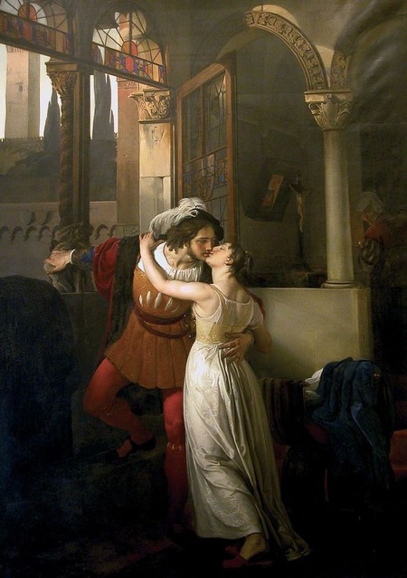 Francesco Hayez, L’ultimo bacio dato da Giulietta a Romeo (1823); ojo su tela, 291 x 201,8 cm (Tremezzina, Villa Carlotta, Museo e Giardino Botanico).